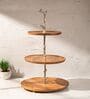 Treat Tree Three-Tier Multipurpose Serveware Acacia Wood with Iron Handle Serving Stand