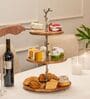 Treat Tree Three-Tier Multipurpose Serveware Acacia Wood with Iron Handle Serving Stand