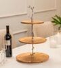 Treat Tree Three-Tier Multipurpose Serveware Acacia Wood with Iron Handle Serving Stand