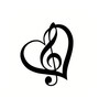 Treble in Heart Muscial Note Black Mild Steel Wall Art