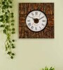 Tree Bark Wooden Roman Dial Analog Wall Clock
