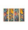 Tree Leaves Multicolour Canvas Framed Landscape Art Panel Set of 4
