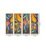 Tree Leaves Multicolour Canvas Framed Landscape Art Panel Set of 4