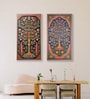 Canvas Tapestries Set of 2 Printed Wall Painting White Frame