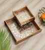 Tree of Life Wooden Tray Set   Set of 2