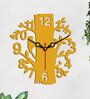 Tree Shape Yellow Wood & Mdf Wall Clock