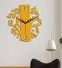 Tree Shape Yellow Wood & Mdf Wall Clock