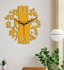 Tree Shape Yellow Wood & Mdf Wall Clock