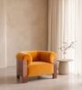 Treevino Wooden Arm Chair In Amber Yellow Colour