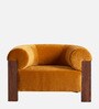 Treevino Wooden Arm Chair In Amber Yellow Colour