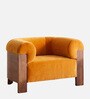 Treevino Wooden Arm Chair In Amber Yellow Colour