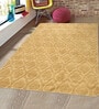 Beige Abstract Microfibre 5 ft x 7 ft Hand Tufted Carpet