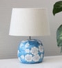 Trendy Blue White Flower Terracotta Table Lamp