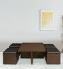 Trendy Coffee Table with Storage Stool in Walnut Colour