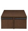 Trendy Coffee Table with Storage Stool in Walnut Colour
