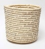 Set Of 2 Off White Palm Leaf Handwoven Multipurpose Planter & Storage Basket