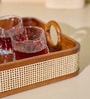 Wooden Tresso Serving Tray with Cane Weaving