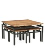 Volgo Solid Wood Nesting Coffee Table Set in Ginger Bronze Finish With Stools