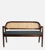 Trevor Teak Wood Rattan Bench In Dark Grey Color
