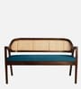 Trevor Teak Wood Rattan Bench In Blue Color