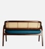 Trevor Teak Wood Rattan Bench In Blue Color