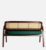 Trevor Teak Wood Rattan Bench In Green Color