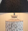 Triad Black Cotton Shade Night Lamp With Wood Base