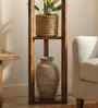 Triad Wooden Shelf Floor Lamp with Jute Shade and Brown Base
