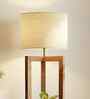 Triad Wooden Shelf Floor Lamp with Jute Shade and Brown Base