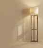 Triad Wooden Shelf Floor Lamp with Jute Shade and Brown Base