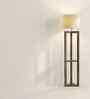 Triad Wooden Shelf Floor Lamp with Jute Shade and Brown Base