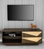 Triangle TV Console for TVs up to 50" with 2 Drawers in Natural Wood Finish