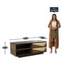 Triangle TV Console for TVs up to 50" with 2 Drawers in Natural Wood Finish