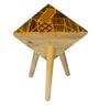 Triangular Solid Wood Seating Stool in Yellow on Natural Finish