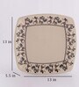 Tribal Art Square 10 Inch Cream & Black Ceramic (Set of 2) Dinner Plate