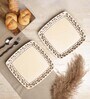 Tribal Art Square 10 Inch Cream & Black Ceramic (Set of 2) Dinner Plate