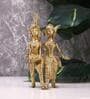 Tribal Couple With Dhol Gold Brass Showpiece