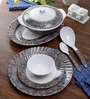 Tribal Paisley 41 Pcs White & Green Melamine Dinnerware Set