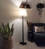 Trigo Wooden Floor Lamp with Jute Shade & Brown Base