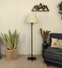 Trigo Wooden Floor Lamp with Jute Shade & Brown Base