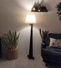 Trigo Wooden Floor Lamp with Jute Shade & Brown Base