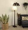 Trigo Wooden Floor Lamp with Jute Shade & Brown Base