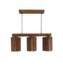 Trikona 3 Lights Brown Solid Wood Linear Chandelier Cluster Hanging Light