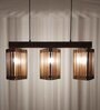 Trikona 3 Lights Brown Solid Wood Linear Chandelier Cluster Hanging Light