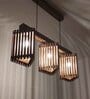 Trikona 3 Lights Brown Solid Wood Linear Chandelier Cluster Hanging Light