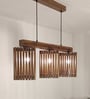 Trikona 3 Lights Brown Solid Wood Linear Chandelier Cluster Hanging Light