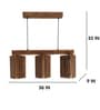 Trikona 3 Lights Brown Solid Wood Linear Chandelier Cluster Hanging Light
