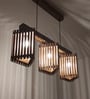 Trikona 3 Lights Brown Solid Wood Linear Chandelier Cluster Hanging Light