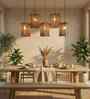 Trikona 5 Lights Brown Solid Wood Linear Chandelier Cluster Hanging Light