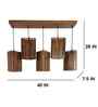 Trikona 5 Lights Brown Solid Wood Linear Chandelier Cluster Hanging Light